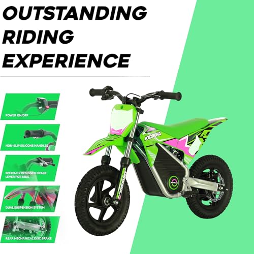 Electric Dirt Bike for Kids Aged 4-8, 350W Brushless Motor, 14'' Off-Road Tires, Blue J66927