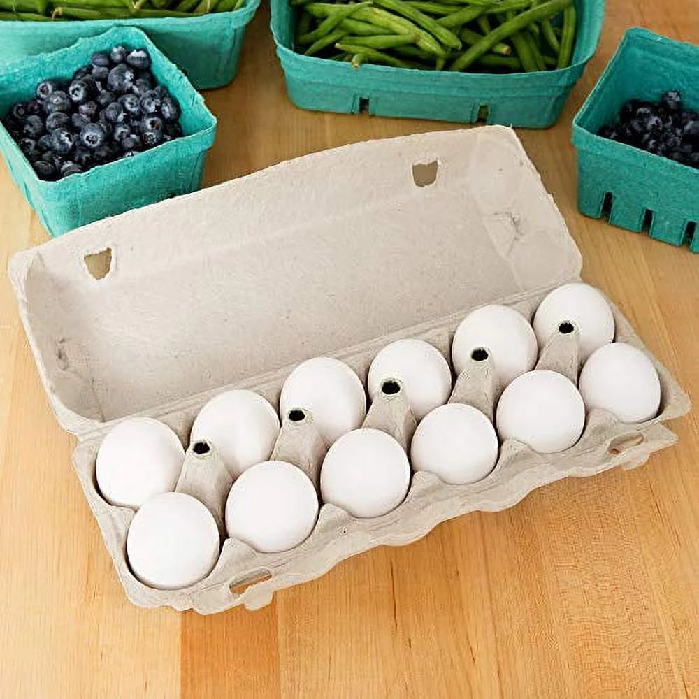 Printed Pulp Egg Cartons - 18 Pack, Large Egg Storage Holder, Holds 1 Dozen Q2766