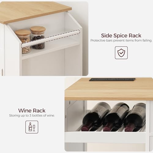 Kitchen Island with Power Outlet and Drawer on Wheels I678