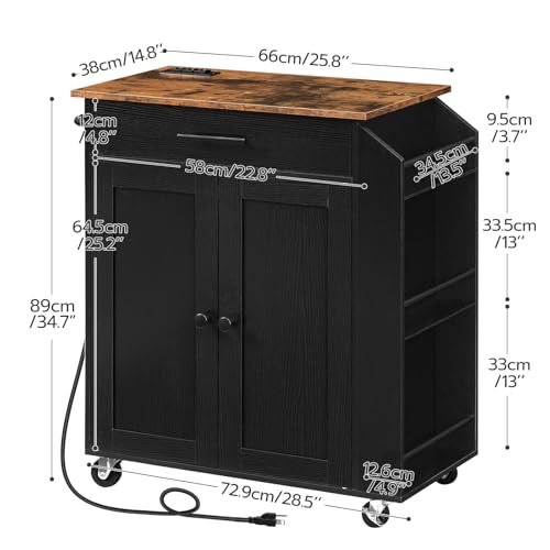 Kitchen Island with Power Outlet and Spice Rack on Wheels D759355