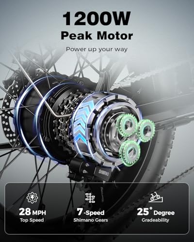 Folding Electric Bike for Adults, 1200W Peak Motor, 28MPH Max Speed, 48V 10AH Removable Battery, 20" Fat Tire M840673