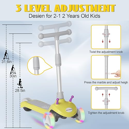 Kids Electric Scooter with 3 Wheels, Adjustable Height, Anti-Slip Deck V61735