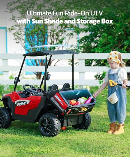 24V Ride on Car 2 Seater with Sun Shade, Dump Bed & Shovel, 4WD Electric Truck for Kids F44284