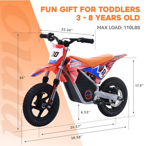 Electric Dirt Bike for Kids Aged 4-8, 350W Brushless Motor, 14'' Off-Road Tires, Blue J66927