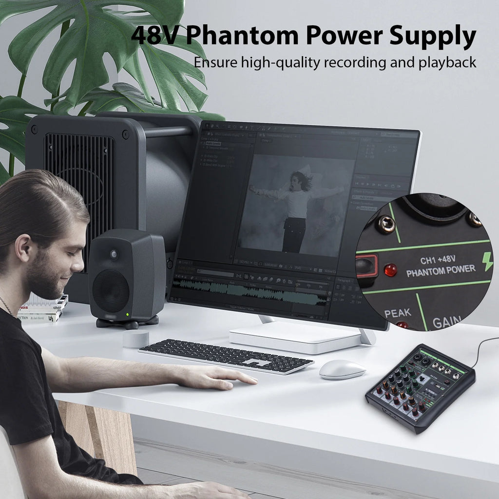 Audio Mixer with USB MP3 Player, 6 Channel Sound Console N600