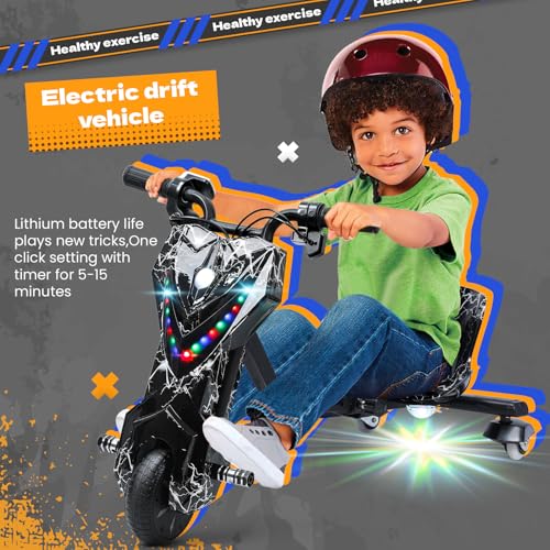 Electric Drift Trike for Kids, Adjustable Seat, 3-Wheel Drift Cart F42023