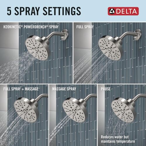Gold Single-Handle Shower Faucet Trim Kit with 5-Spray Shower Head H2232