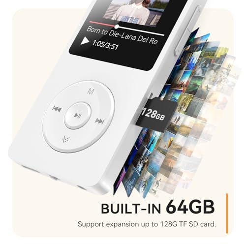 MP3 Player with Bluetooth 5.3, 1.8 Inch Screen, FM Radio, Voice Recorder I138