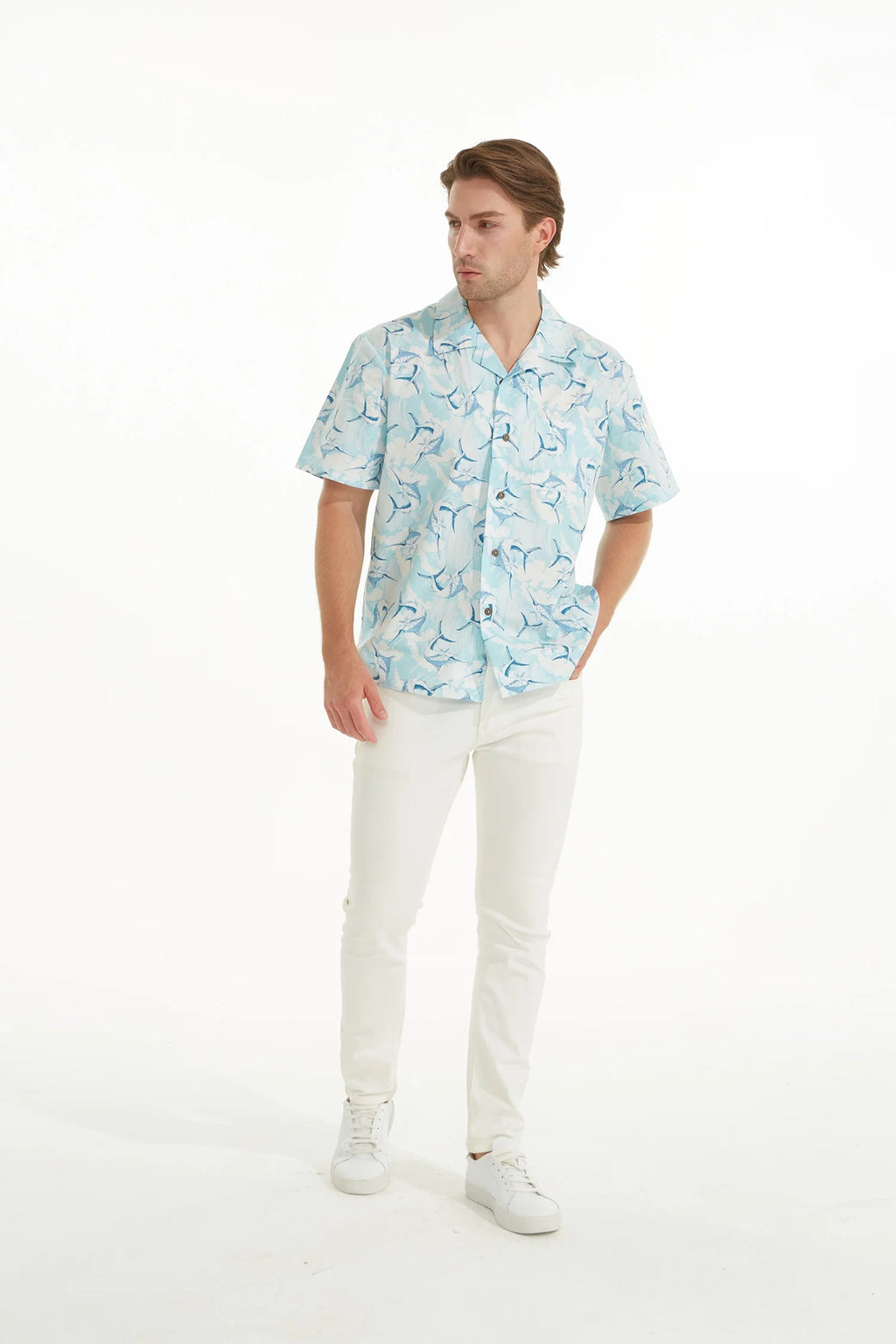 Men's Hawaiian Luau Shirt, Marlin Blue, X-Large Y99746