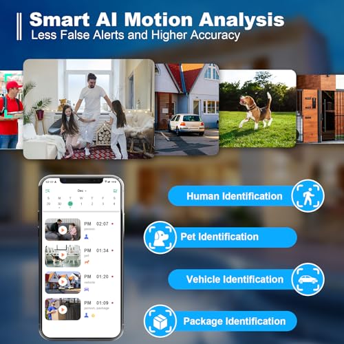 Wireless Outdoor Security Camera, 2K Battery Powered with AI Motion Detection J67126