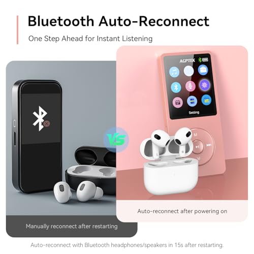 MP3 Player with Bluetooth 5.3, 1.8 Inch Screen, FM Radio, Voice Recorder I138