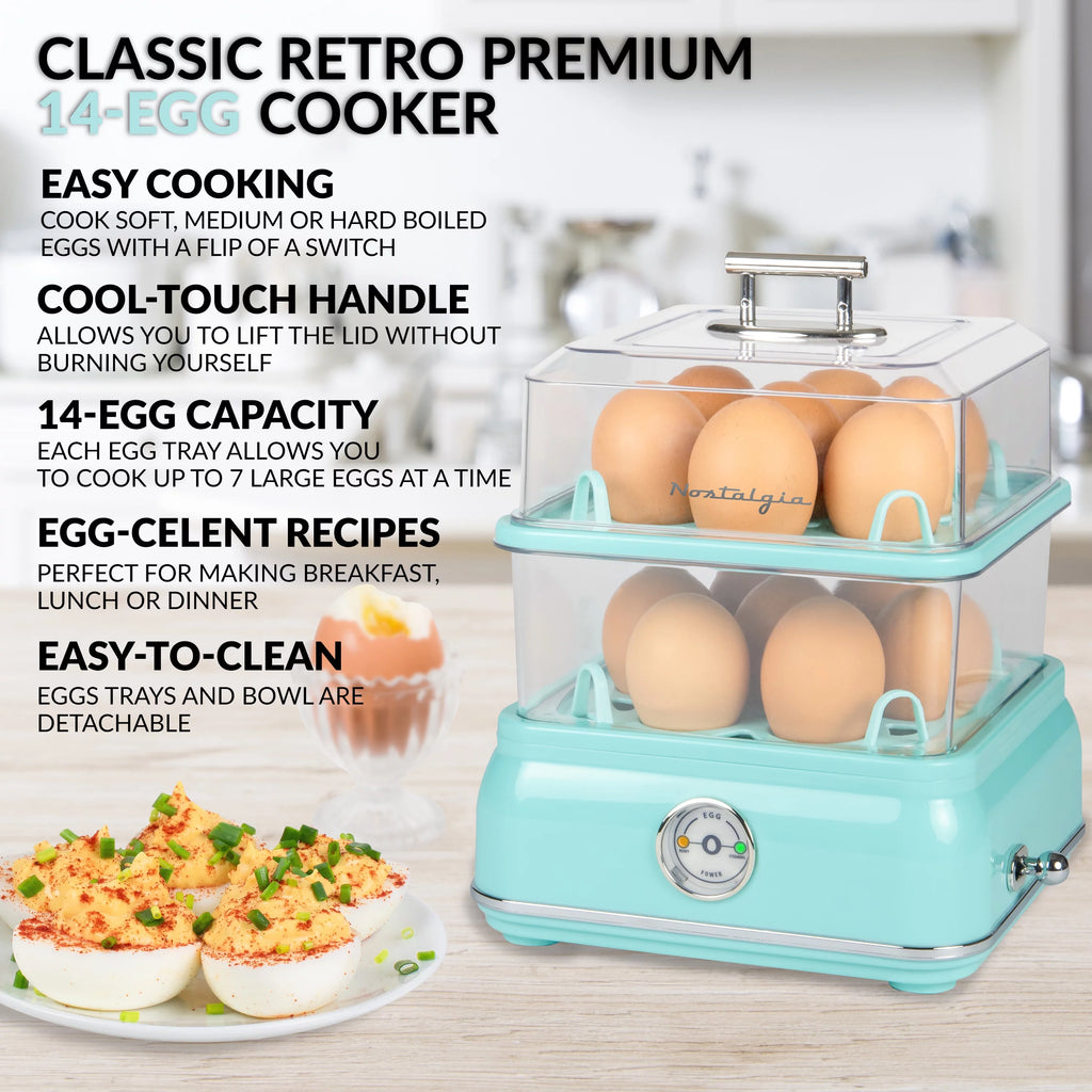 Retro 14-Capacity Egg Cooker, Aqua P3983