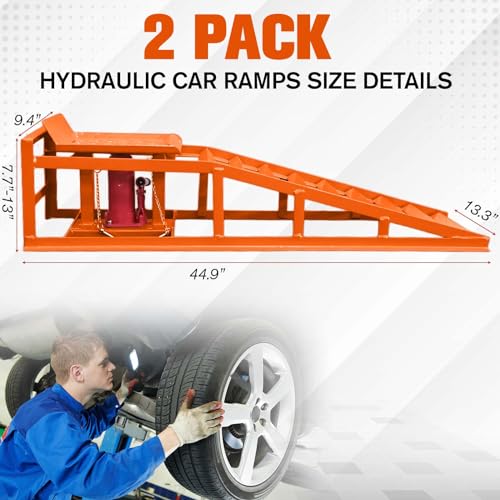 Hydraulic Car and Truck Service Ramps, 11023 Lbs Capacity, Portable Lifts for Oil Changes D8064