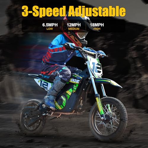 Electric Dirt Bike for Kids, 3 Speed Modes, 18 MPH, 15 Miles Range, Dual Suspension, Disc Brake, 16" Tire, Orange H40536