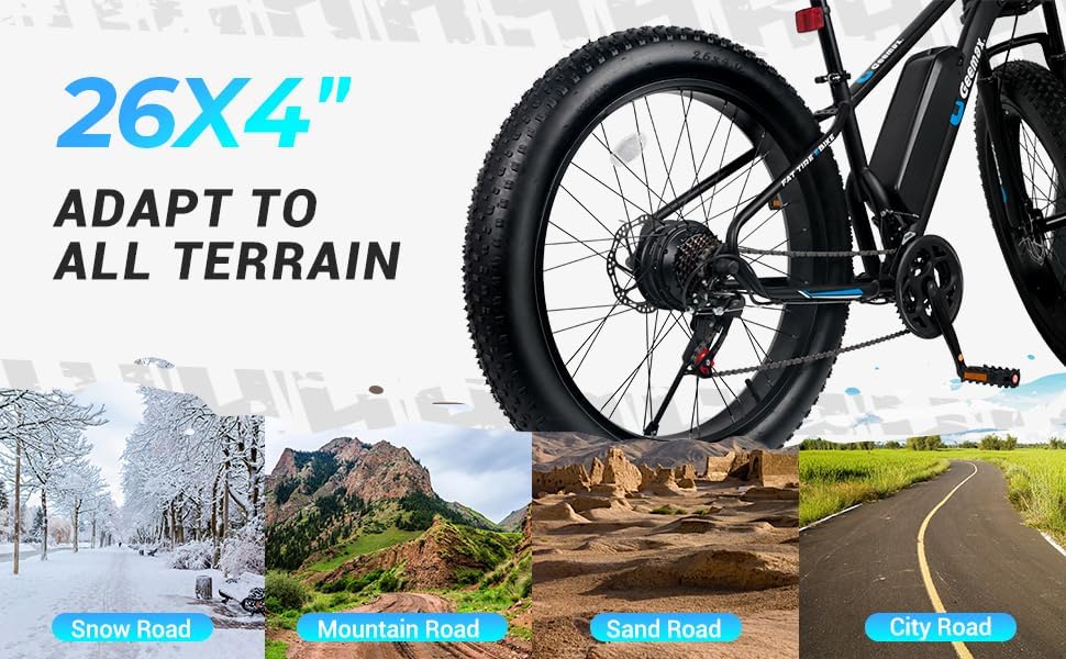 Electric Bike for Adults, 26" Fat Tire, 500W, 25 MPH H61396