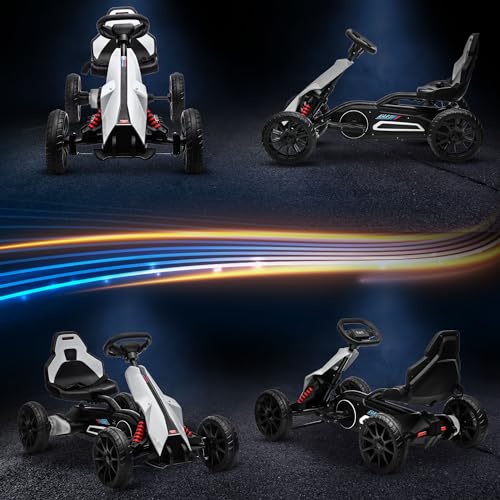 12V Electric Go Kart for Kids, Outdoor Ride-On Toy with Adjustable Speed A571780