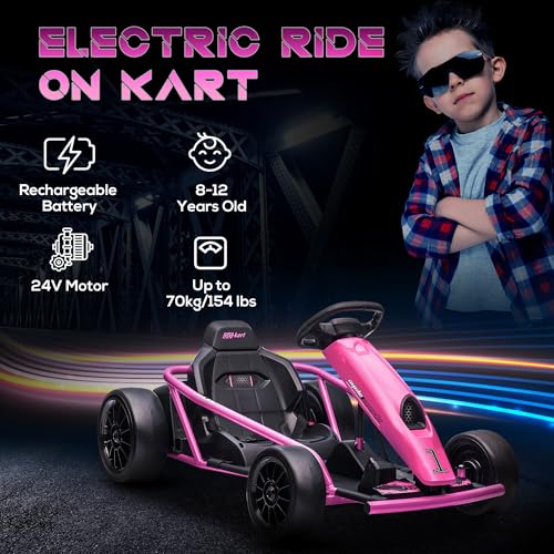 Electric Go Kart Ride On Toy for Kids 8-12, White B8407