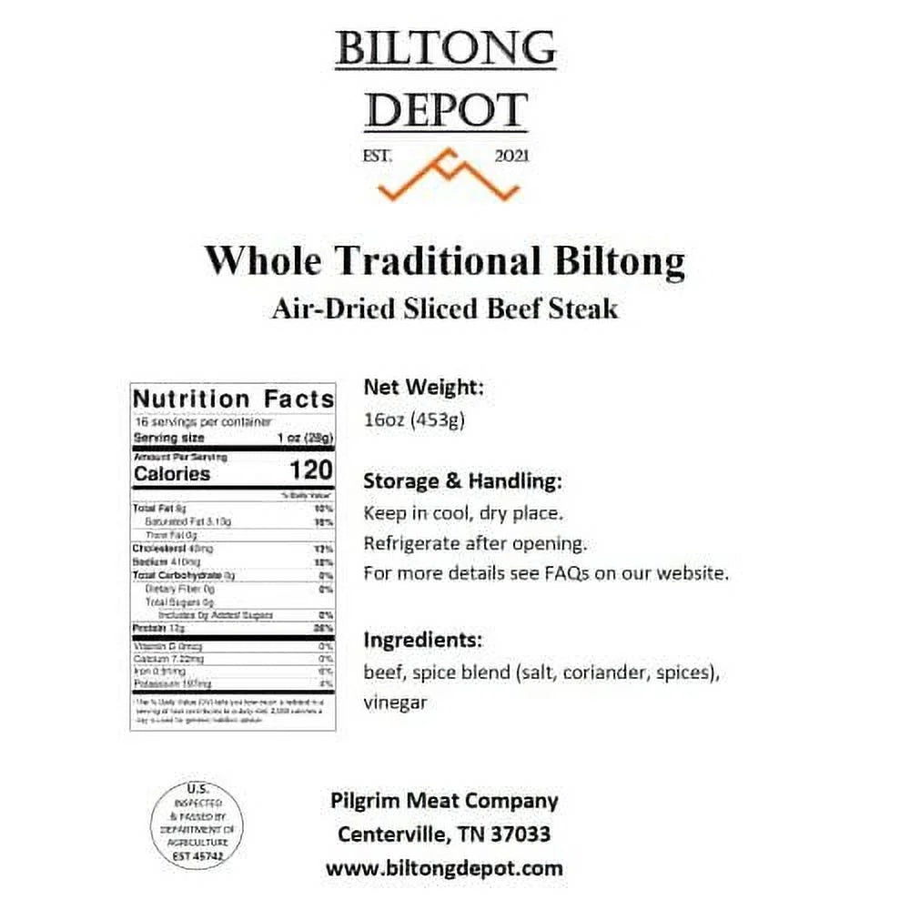Traditional Biltong Whole Slab with Fat 1lb G713826