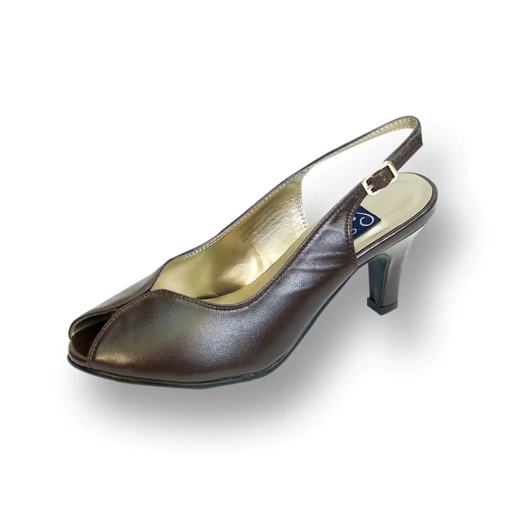 Women's Wide Width Leather Slingback Pumps N64279