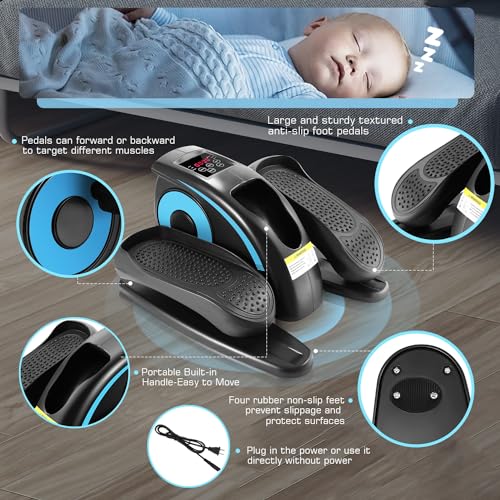 Under Desk Elliptical, Electric Leg Exerciser for Seniors Adults, Quiet Portable Seated Foot Pedal with Remote Control G7774