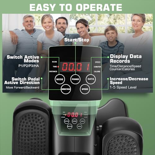 Under Desk Elliptical, Electric Leg Exerciser for Seniors Adults, Quiet Portable Seated Foot Pedal with Remote Control G7774