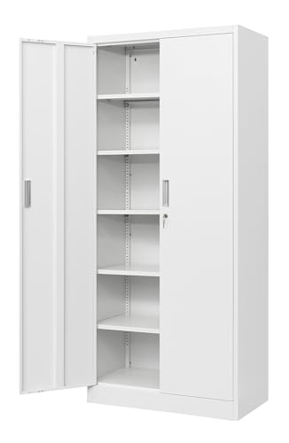 Metal Storage Cabinet with Adjustable Shelves, White W537131