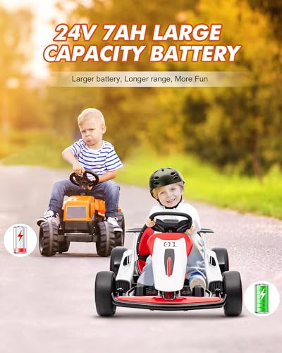 24V Electric Drift Go Kart for Kids 6-12, 2 Speed, Max Load 110lbs G207