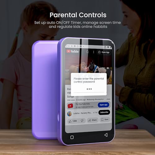 80GB Kids MP3 Player with Bluetooth, Parental Controls, WiFi, 4" Screen (Pink) C6683