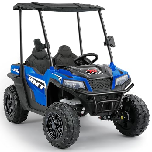 24V Ride on Car 2 Seater with Sun Shade, Dump Bed & Shovel, 4WD Electric Truck for Kids F44284