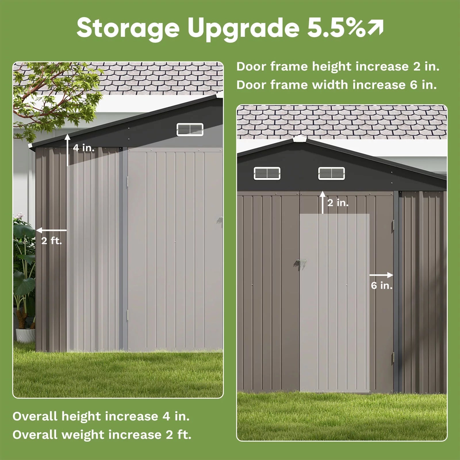 Outdoor Storage Metal Shed with Sloping Roof and Double Lockable Door S520782