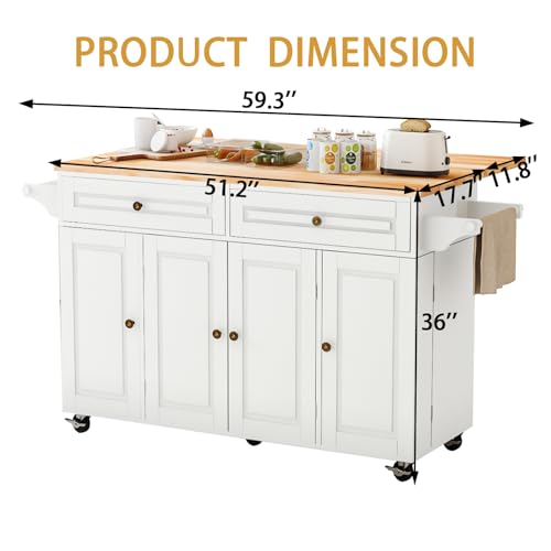 Movable Kitchen Island with Drop Leaf and Power Outlet J472
