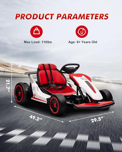 24V Electric Drift Go Kart for Kids 6-12, 2 Speed, Max Load 110lbs G207