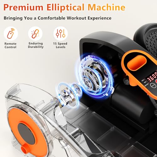 Under Desk Elliptical Machine with Remote, 15 Speeds, Portable Leg Exerciser for Home Office M6572