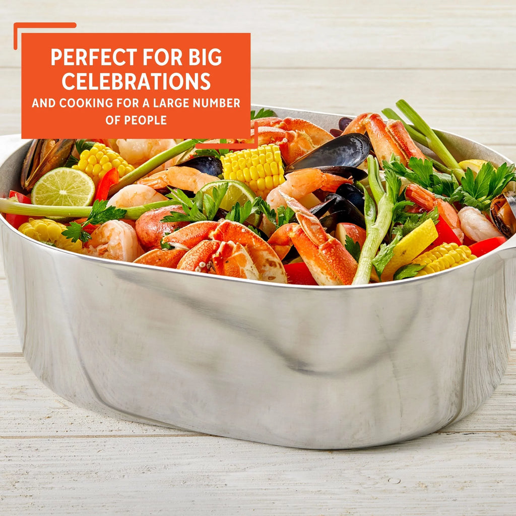 Cast Aluminum Oval Roaster Pan with Lid and Roasting Tray D325