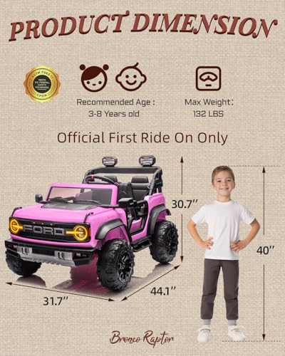24V Ride on Car for Big Kids, 2 Seater with Remote Control, Pink O4976