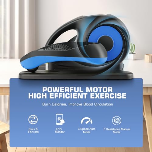 Under Desk Elliptical, Electric Leg Exerciser for Seniors Adults, Quiet Portable Seated Foot Pedal with Remote Control G7774