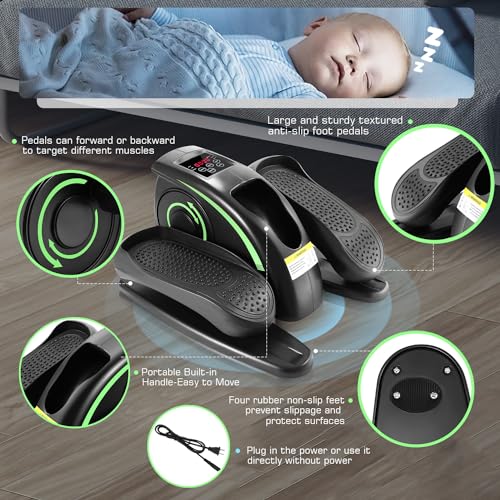 Under Desk Elliptical, Electric Leg Exerciser for Seniors Adults, Quiet Portable Seated Foot Pedal with Remote Control G7774