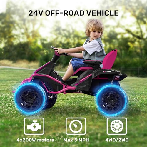 24V 4x4 Ride On Toy for Big Kids, 4x200W Motors, 5MPH, Parent Remote, Wide Adjustable Seat, Green L494349