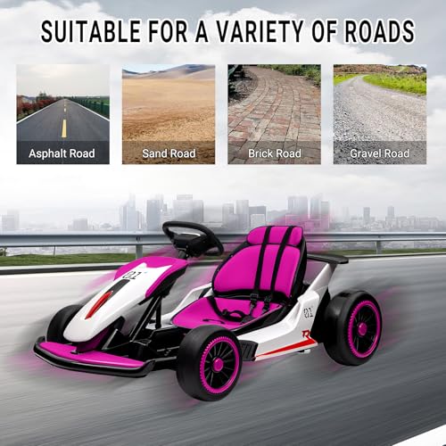 Kids Go Kart, 24V Electric Drift Car with Dual 200W Motors, 2-Speed, White B188186