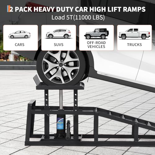 Hydraulic Car and Truck Service Ramps, 11023 Lbs Capacity, Portable Lifts for Oil Changes D8064