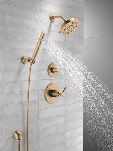 3-Setting Gold Shower System with Shower Head, Handheld and Valve Kit F223954