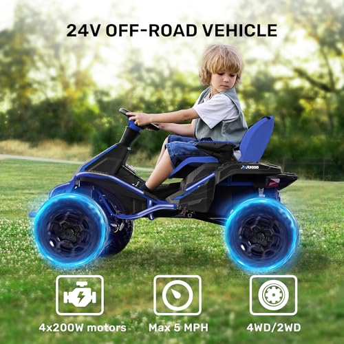 24V 4x4 Ride On Toy for Big Kids, 4x200W Motors, 5MPH, Parent Remote, Wide Adjustable Seat, Green L494349