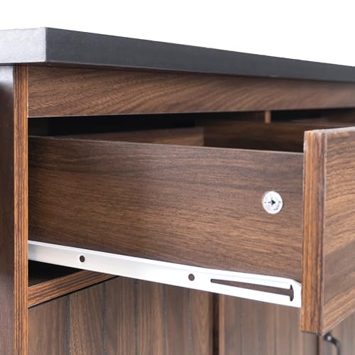 Farmhouse Kitchen Island with Drop Leaf, Barn Door and Wheels O34026
