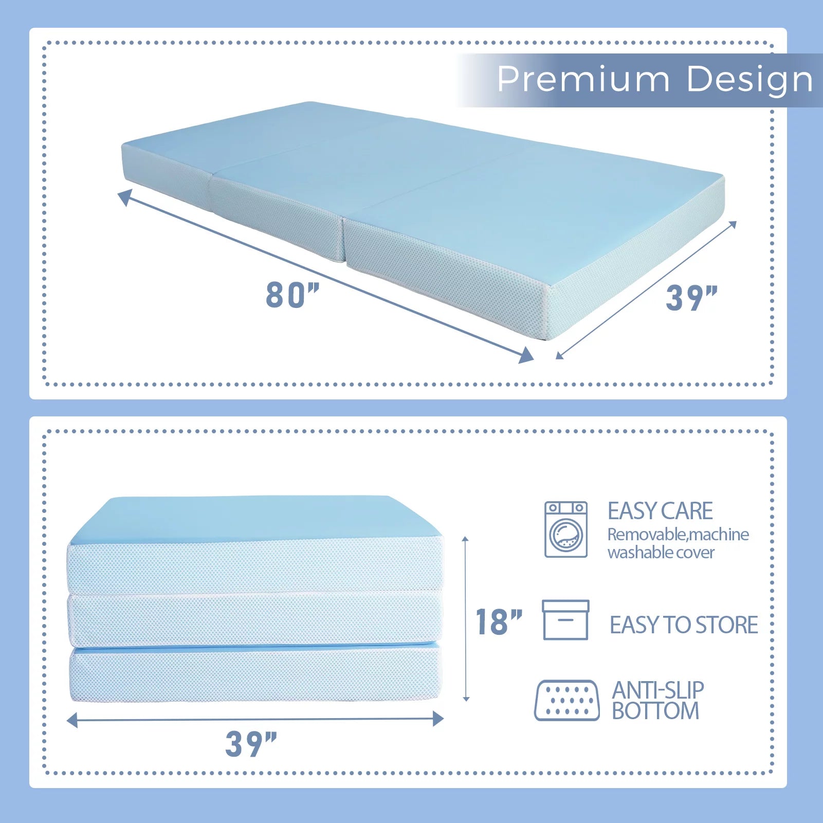 Folding Mattress with Cooling Memory Foam, Washable Cover, Twin C94567