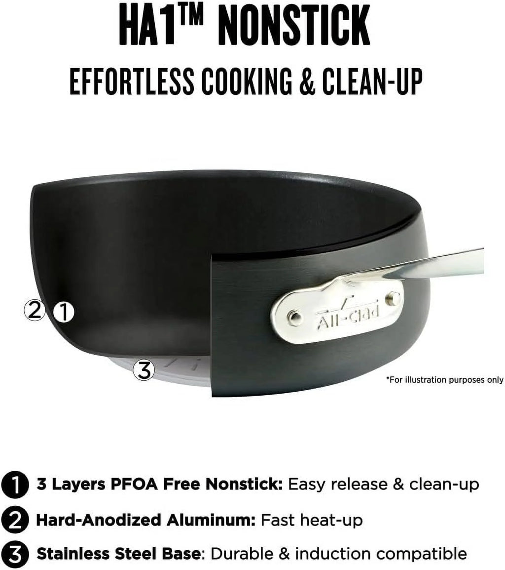 Hard Anodized Nonstick Sauteuse with Glass Lid, 4 Quart P12130