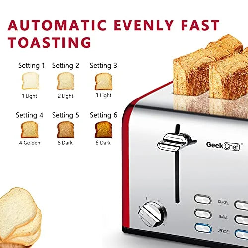 4 Slice Extra Wide Slot Toaster, Stainless Steel J143388