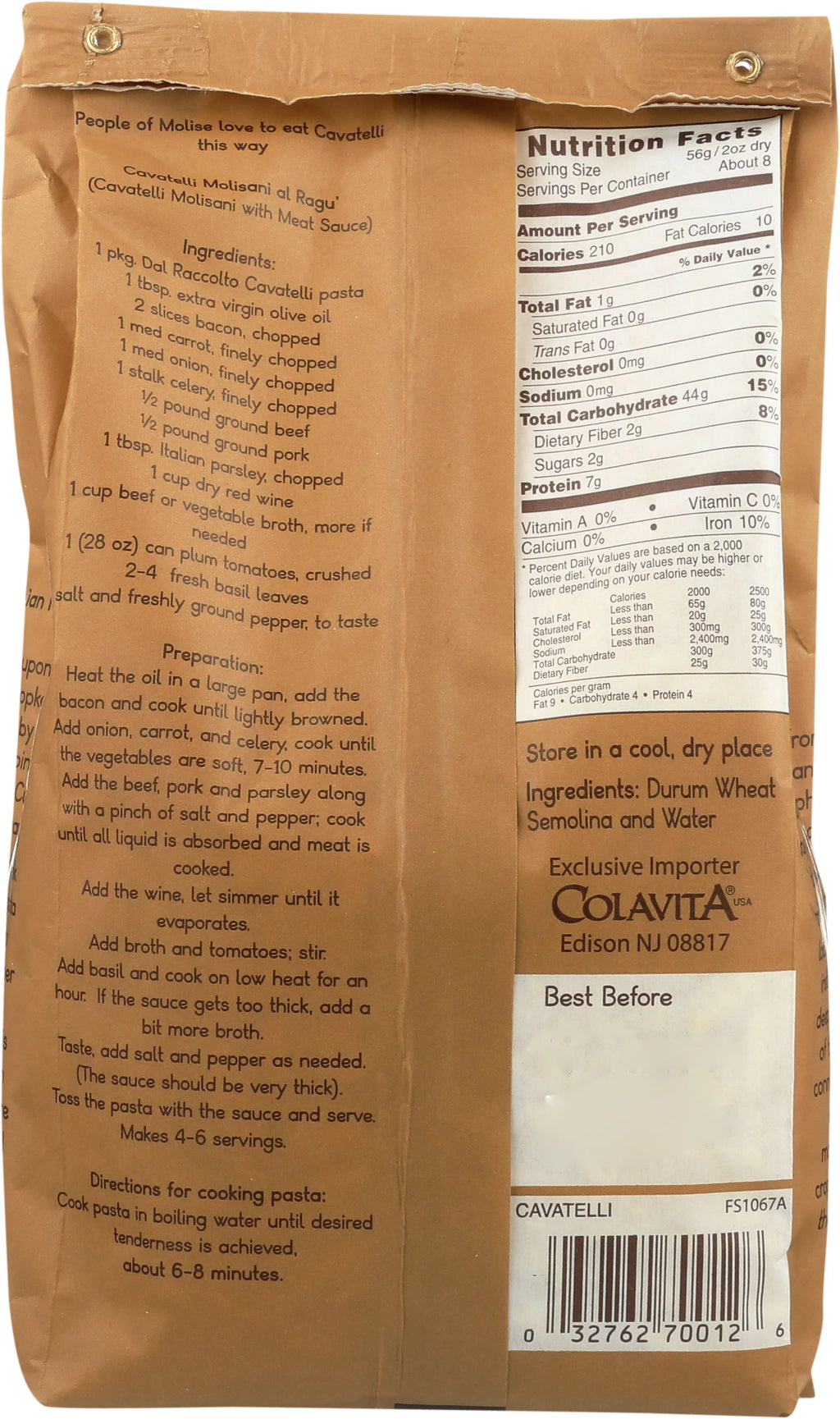 Cavatelli Molisani Italian Pasta, 1 Pound Bag (4 Pack) Y268850