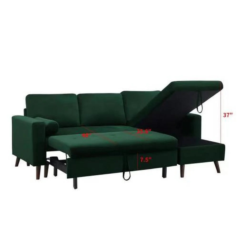 Reversible Pull Out Sleeper Sectional Sofa Bed with Storage Y750395