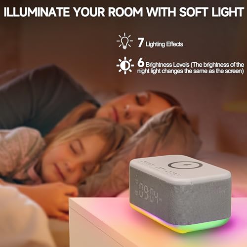 Wireless Charger Alarm Clock Speaker with Dimmable Light D64277