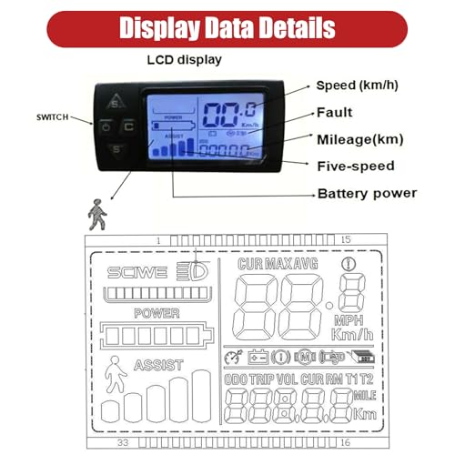 26" Electric Bike Conversion Kit, 350W 36V Front Wheel Motor with LCD Display D4826